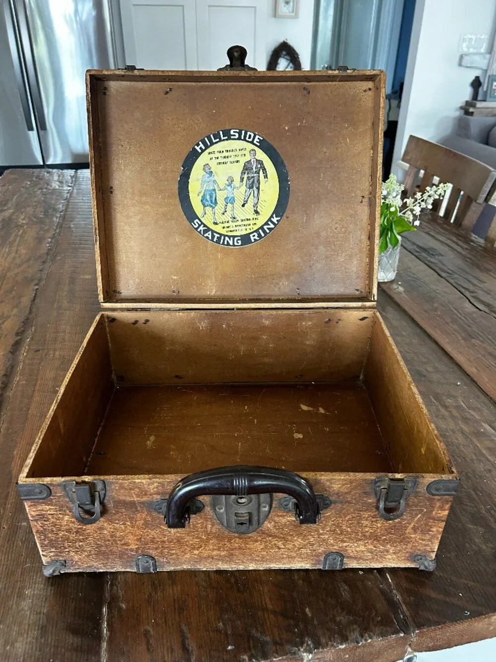 Vintage Wood Skate Case from Hillside Skating Rink from 1940'3-50'3